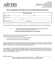 Document preview: Form 323 Recurring Monthly Cash Balance Account (Cba) Distribution Request - Arkansas