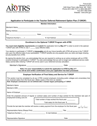 Document preview: Form 221 Application to Participate in the Teacher Deferred Retirement Option Plan (T-Drop) - Arkansas