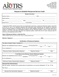 Document preview: Form 220 Request to Establish Reciprocal Service Credit - Arkansas