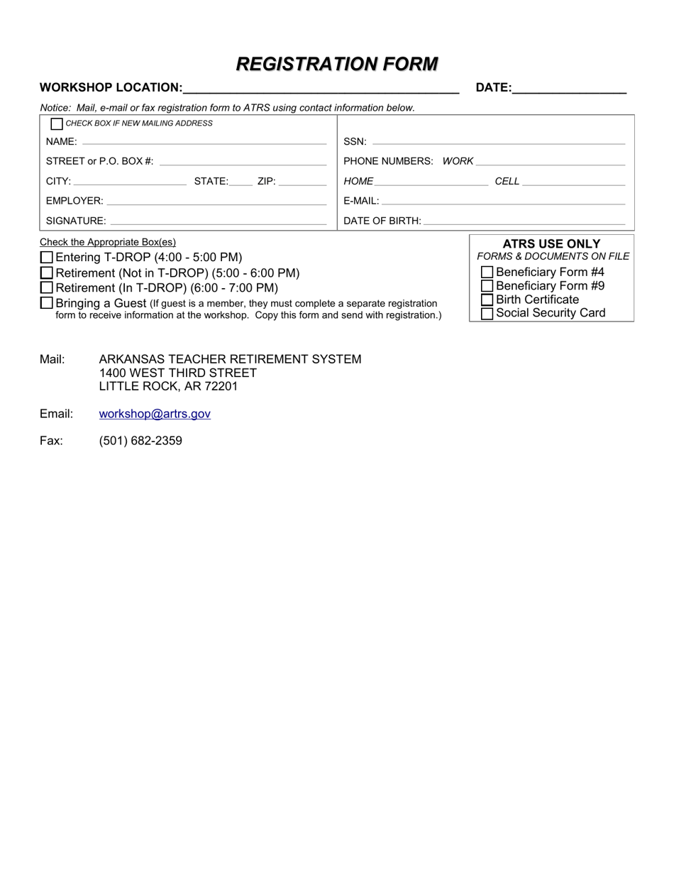 Arkansas Workshop Registration - Fill Out, Sign Online and Download PDF | Templateroller