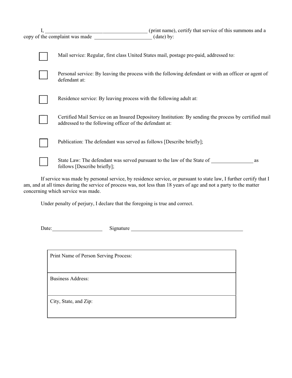 Form B2500A Summons in an Adversary Proceeding - Alaska, Page 2