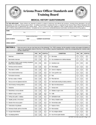 Document preview: AZPOST Form MH Medical History Questionnaire - Arizona