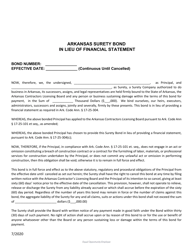 Arkansas Surety Bond in Lieu of Financial Statement - Arkansas, Page 2