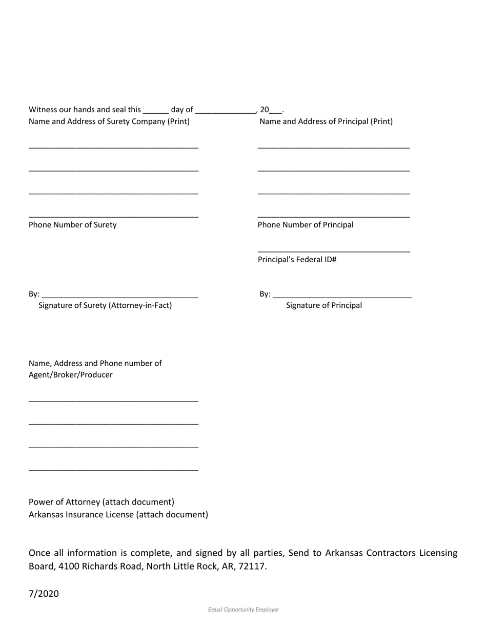 Arkansas Surety Bond in Lieu of Financial Statement - Arkansas, Page 3