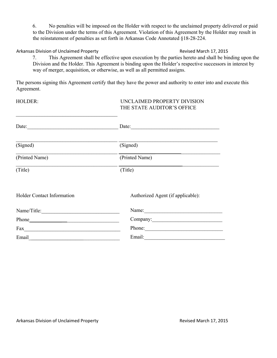 Voluntary Disclosure Agreement - Arkansas, Page 2