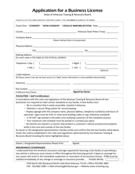Document preview: Application for a Business License - Arkansas