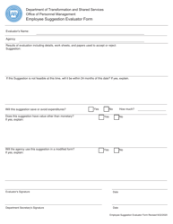 Document preview: Employee Suggestion Evaluator Form - Arkansas