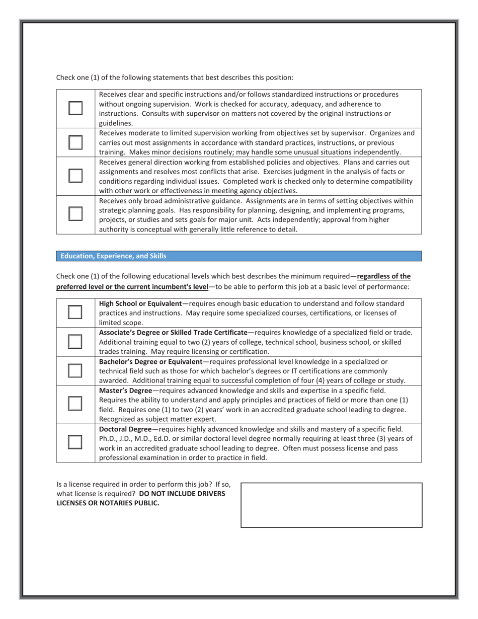 Position Classification Questionnaire - Arkansas, Page 5