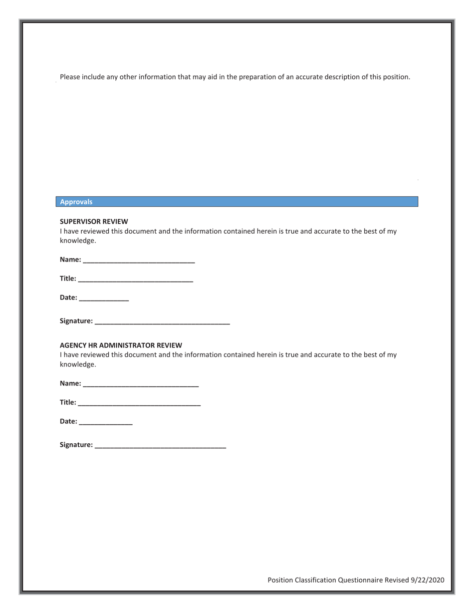 Position Classification Questionnaire - Arkansas, Page 7