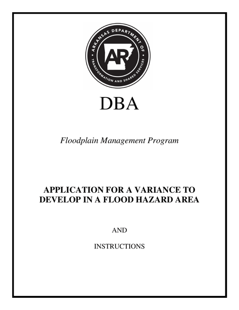 Application for a Variance to Develop in a Flood Hazard Area - Arkansas Download Pdf