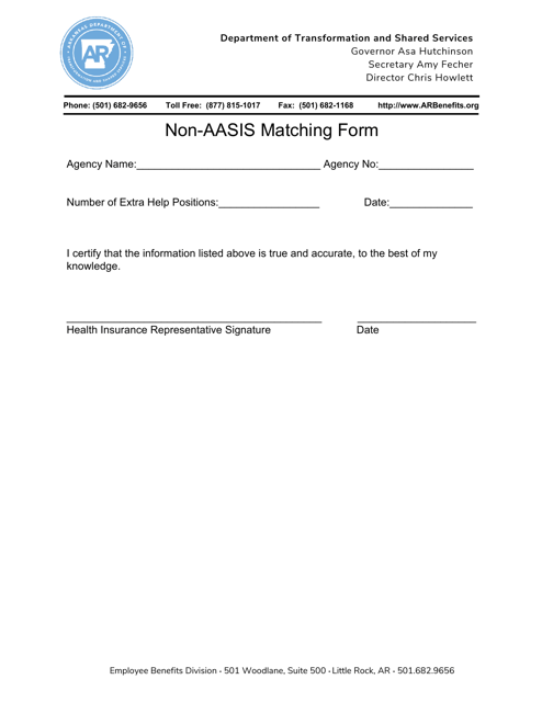 Non-aasis Matching Form - Arkansas Download Pdf