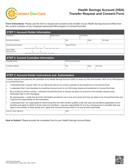 Health Savings Account (Hsa) Transfer Request and Consent Form - Arkansas Download Pdf