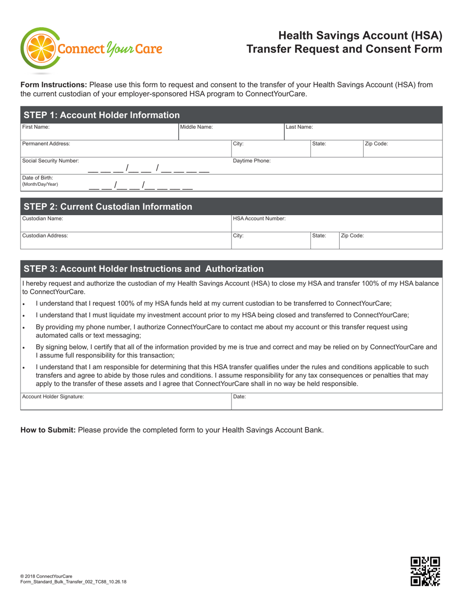 Health Savings Account (Hsa) Transfer Request and Consent Form - Arkansas, Page 1