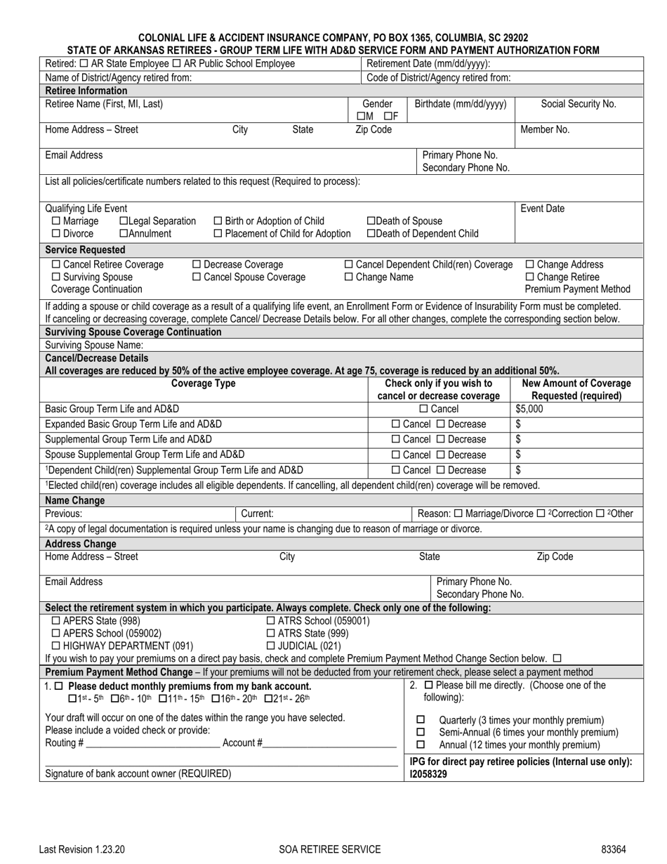 Arkansas Colonial Life Retiree Enrollment Form - Fill Out, Sign Online ...