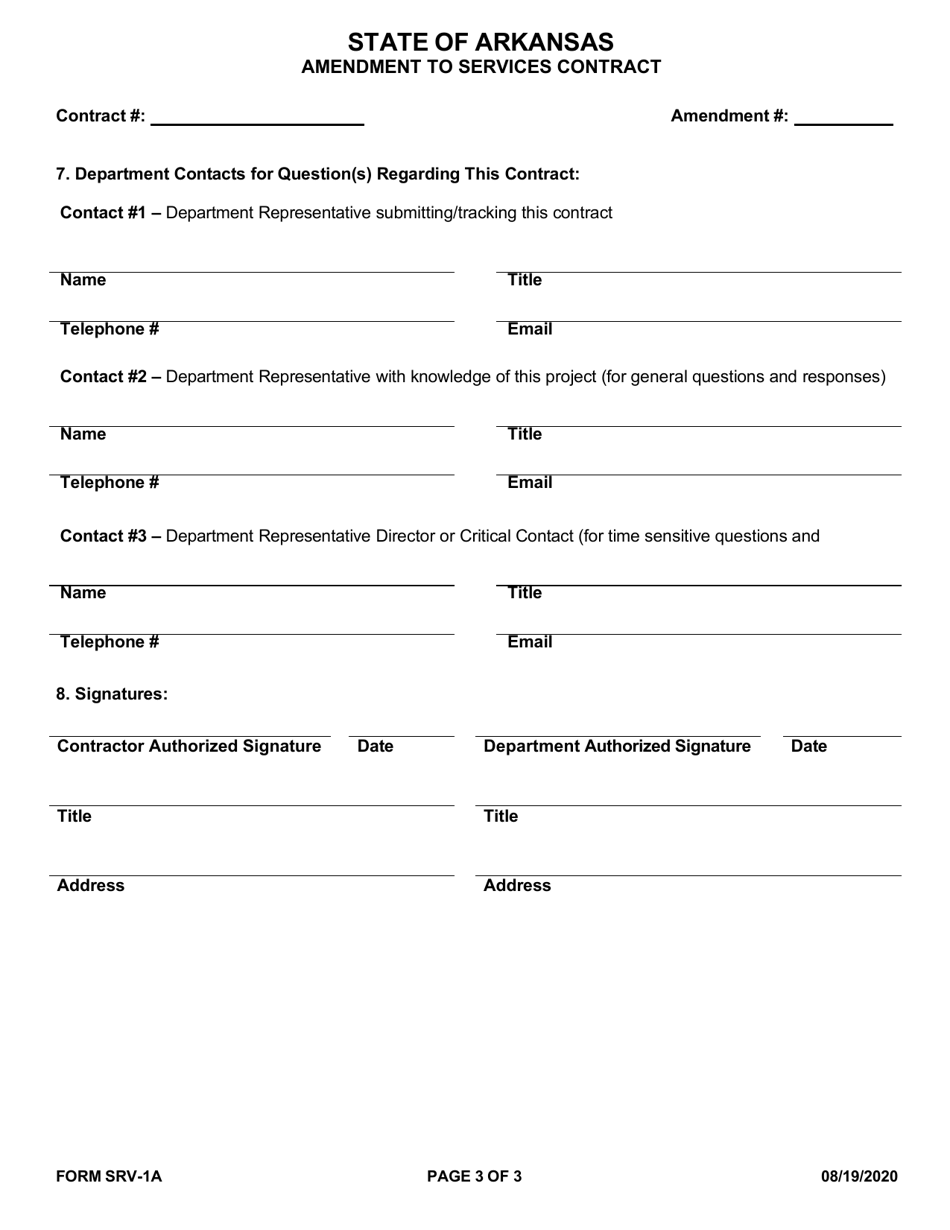 Form SRV-1A Amendment to Services Contract - Arkansas, Page 3