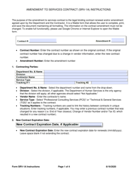 Instructions for Form SRV-1A Amendment to Services Contract - Arkansas
