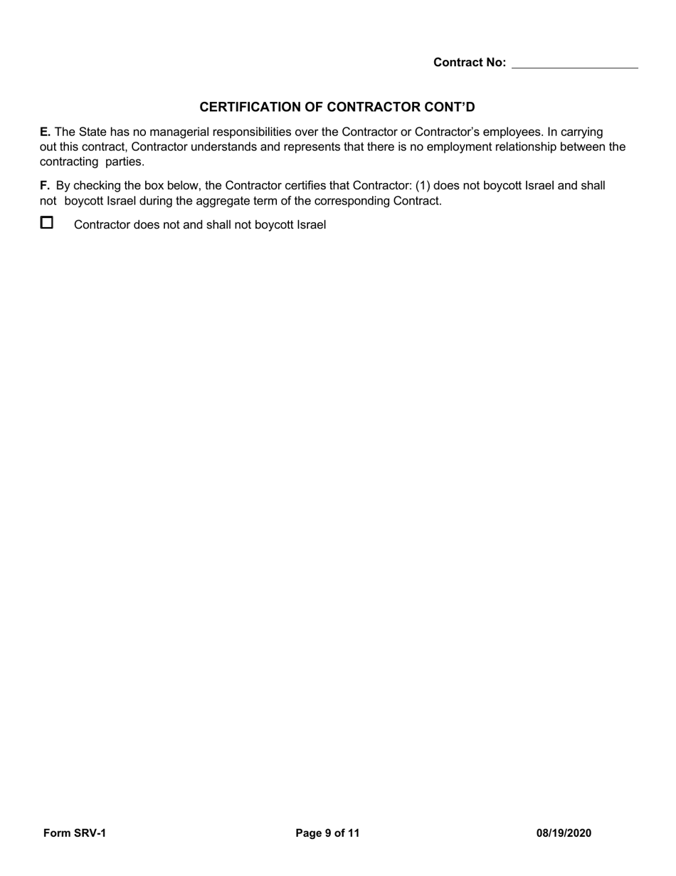 Form SRV-1 Services Contract - Arkansas, Page 9