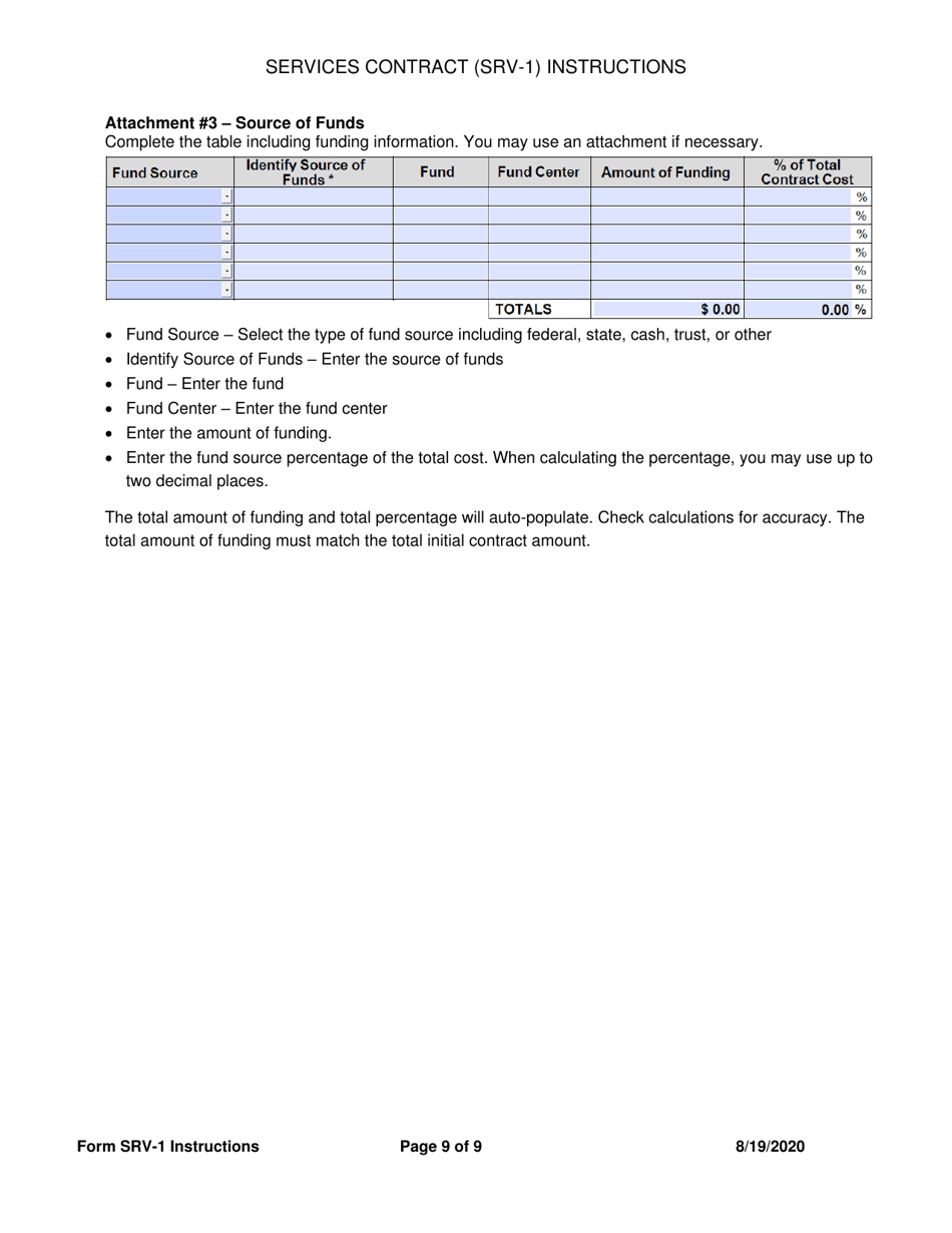Instructions for Form SRV-1 Services Contract - Arkansas, Page 9