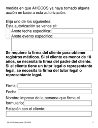 Formulario DE-202SP Autorizacion Para Revelar a Ahcccs Informacion Protegida De Su Salud - Letra Grande - Arizona (Spanish), Page 5