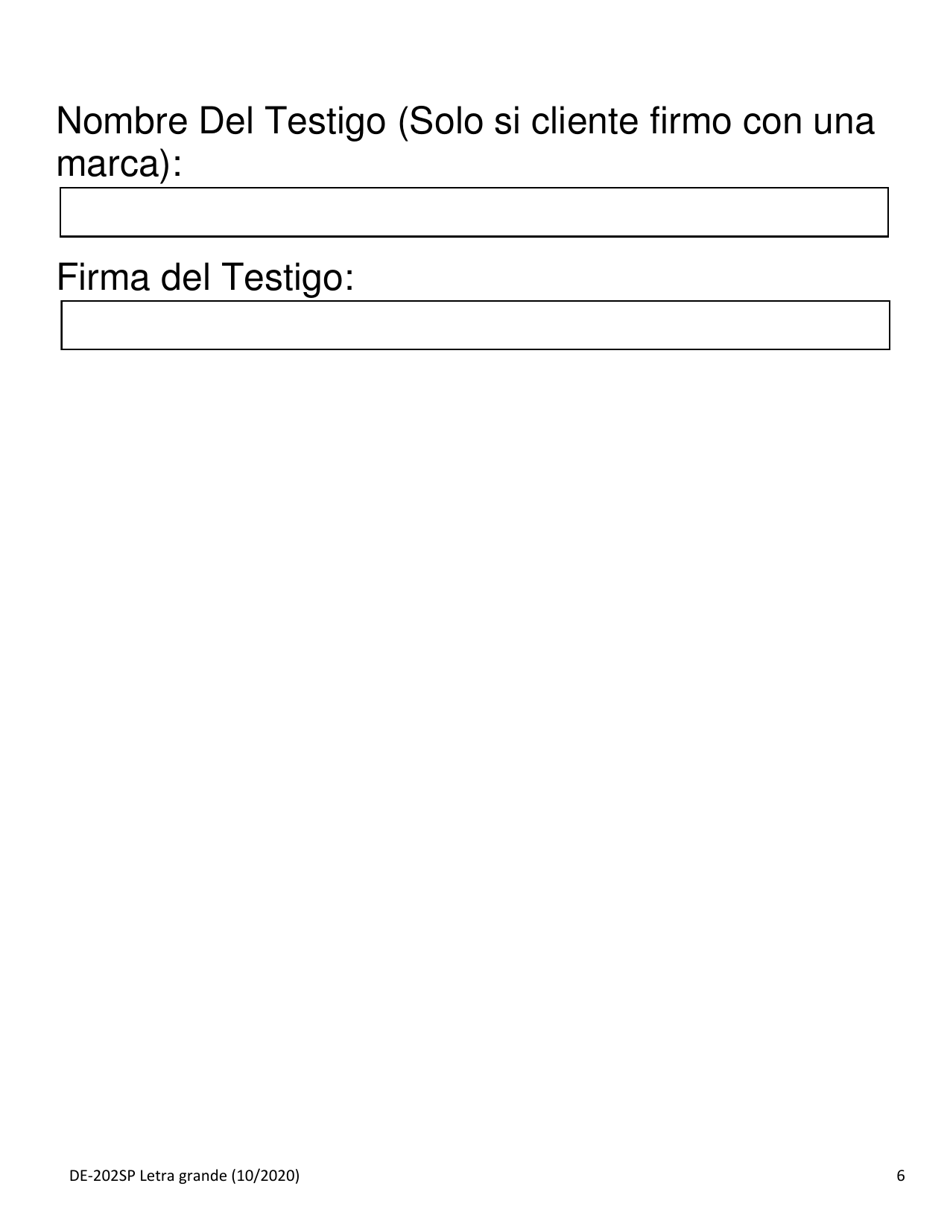 Formulario DE-202SP Autorizacion Para Revelar a Ahcccs Informacion Protegida De Su Salud - Letra Grande - Arizona (Spanish), Page 6