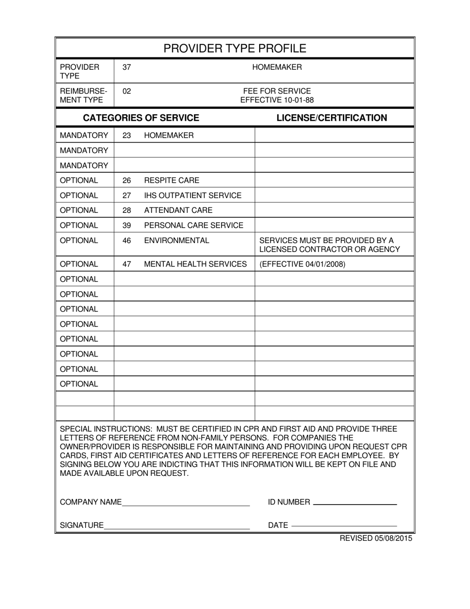 Arizona Provider Enrollment Application Homemaker Fill Out, Sign