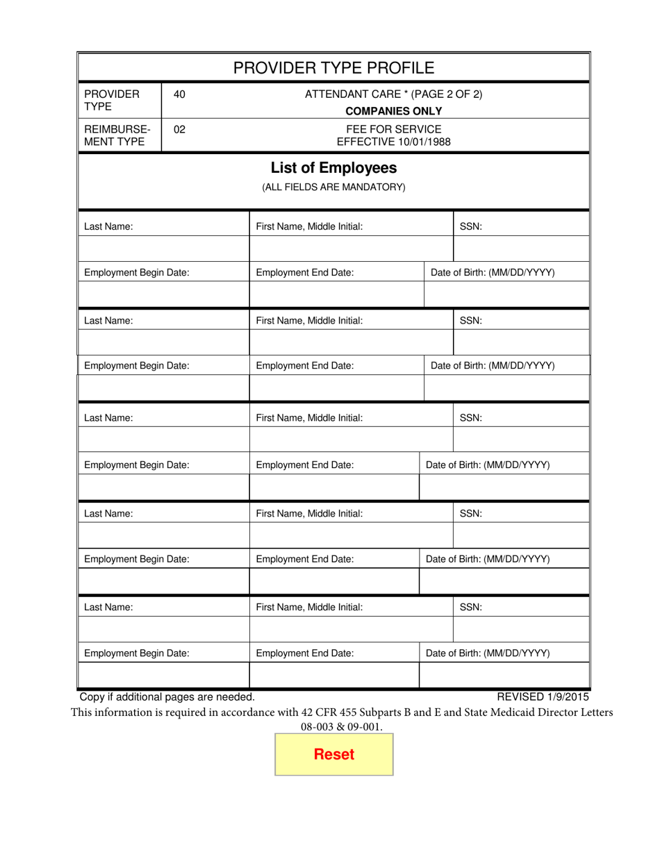 Provider Enrollment Application - Attendant Care / Company - Arizona, Page 2
