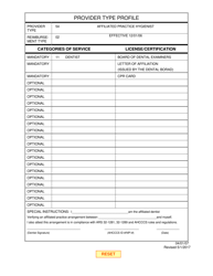 Document preview: Provider Enrollment Application - Affiliated Practice Hygienist - Arizona