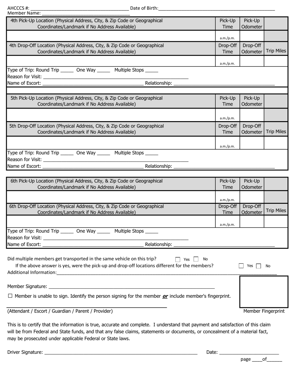 Arizona Ahcccs Daily Trip Report - Fill Out, Sign Online And Download 