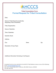 Document preview: Formal Request for Tribal Consultation - Arizona