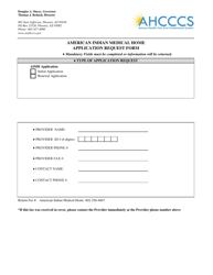 Document preview: American Indian Medical Home Application Request Form - Arizona
