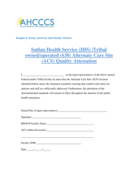 Document preview: Indian Health Service (Ihs)/Tribal Owned/Operated (638) Alternate Care Site (Acs) Quality Attestation - Arizona