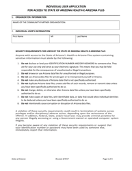 Individual User Application for Access to State of Arizona Health-E-arizona Plus - Arizona