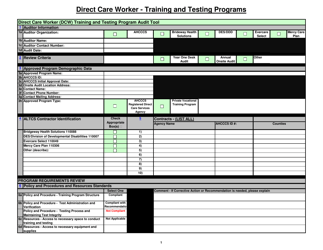 Document preview: Direct Care Worker (Dcw) Training and Testing Program Audit Tool - Arizona