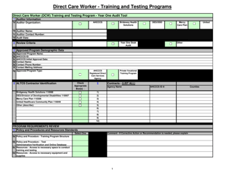 Document preview: Direct Care Worker (Dcw) Training and Testing Program - Year One Audit Tool - Arizona