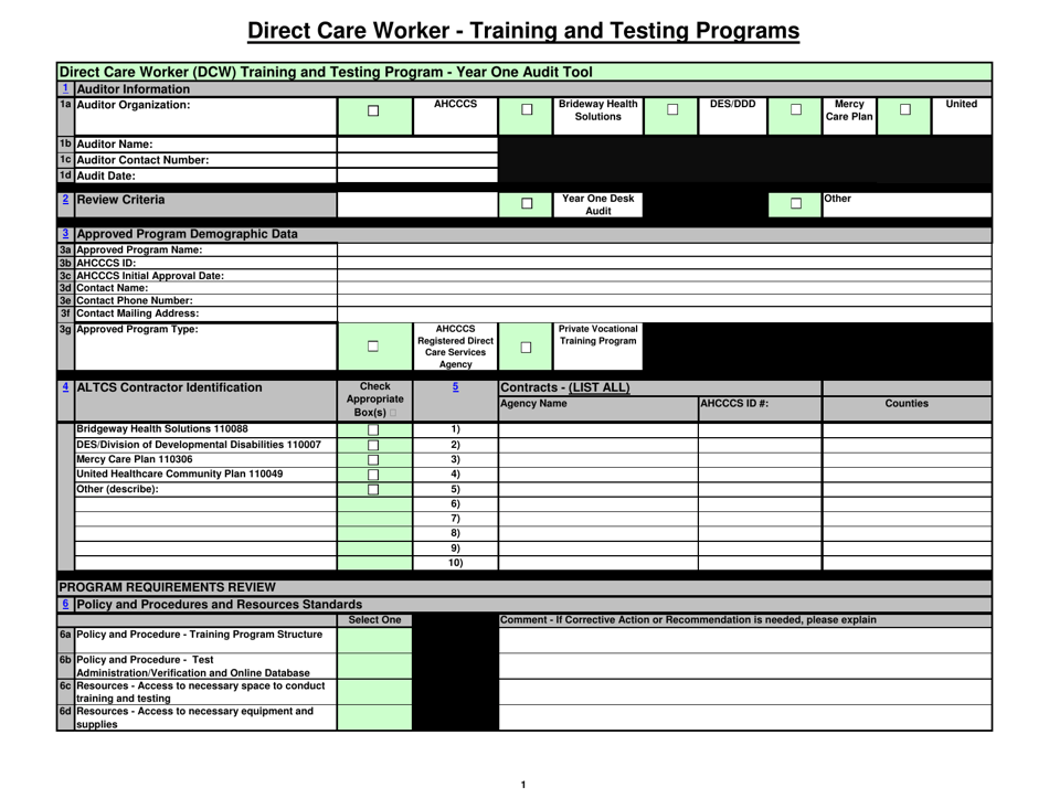 Arizona Direct Care Worker (Dcw) Training and Testing Program - Year ...