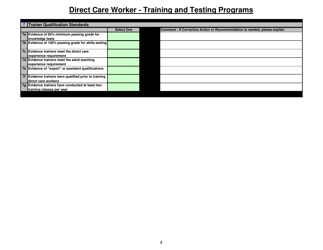 Direct Care Worker (Dcw) Training and Testing Program - Year One Audit Tool - Arizona, Page 2