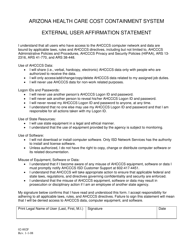 Document preview: Form 02-002F External User Affirmation Statement - Arizona