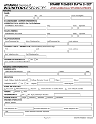 Document preview: Form DWS-ARK-AWDB-001 Board Member Data Sheet - Arkansas
