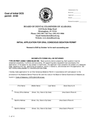 Initial Application for Oral Conscious Sedation Permit - Alabama, Page 2