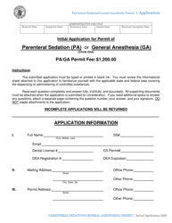 Initial Application for Permit of Parenteral Sedation (Pa) or General Anesthesia (Ga) - Alabama, Page 2