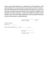 Application for Registration of a Mobile Dental Facility - Alabama, Page 4