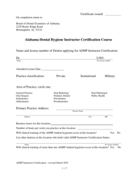 Document preview: Alabama Dental Hygiene Instructor Certification Course - Alabama