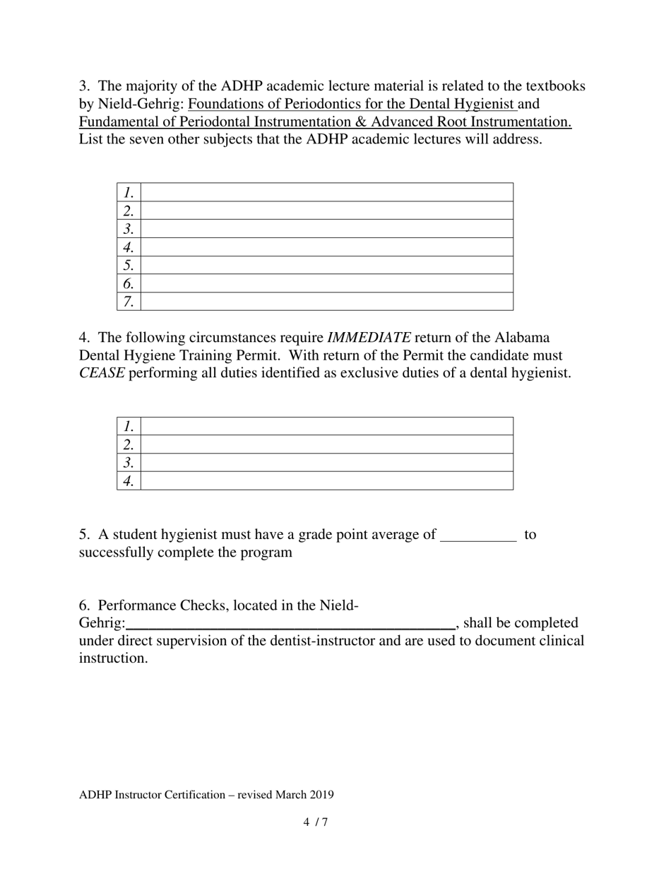 Alabama Dental Hygiene Instructor Certification Course - Alabama, Page 4