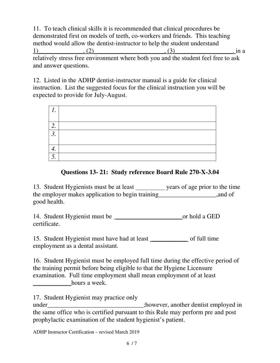 Alabama Dental Hygiene Instructor Certification Course - Alabama, Page 6