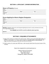 Alabama Historic Cemetery Register Application - Alabama, Page 5