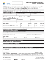 Form CRR010 &quot;Employee/Applicant Consent to a Criminal Record Check&quot; - British Columbia, Canada, Page 2