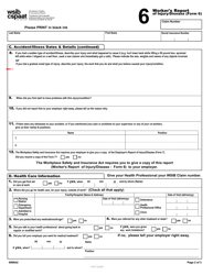 WSIB Form 6 &quot;Worker's Report of Injury/Disease&quot; - Ontario, Canada, Page 2