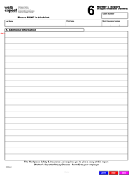 WSIB Form 6 &quot;Worker's Report of Injury/Disease&quot; - Ontario, Canada, Page 4