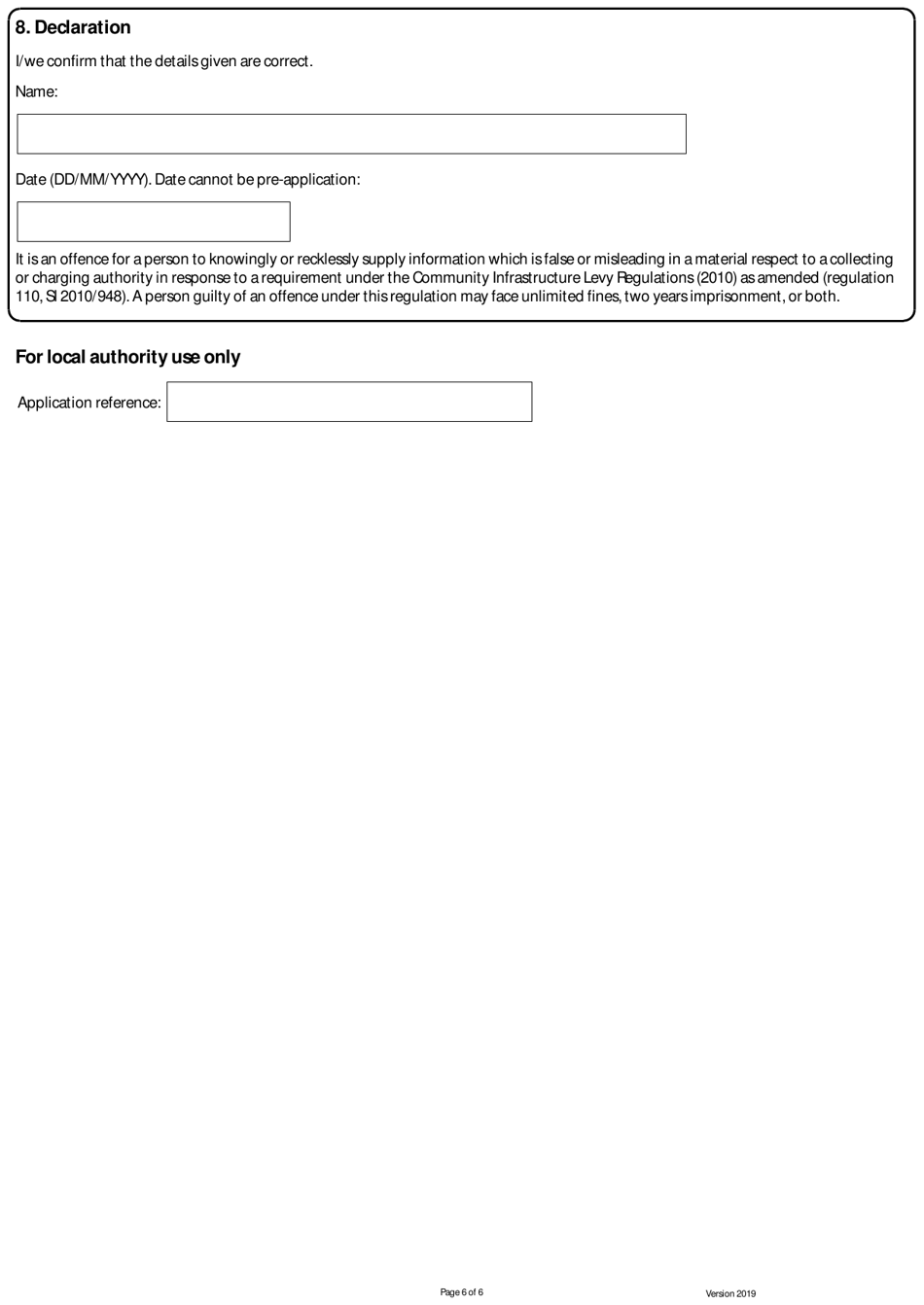 Form 1 Community Infrastructure Levy (Cil) Additional Information - United Kingdom, Page 6