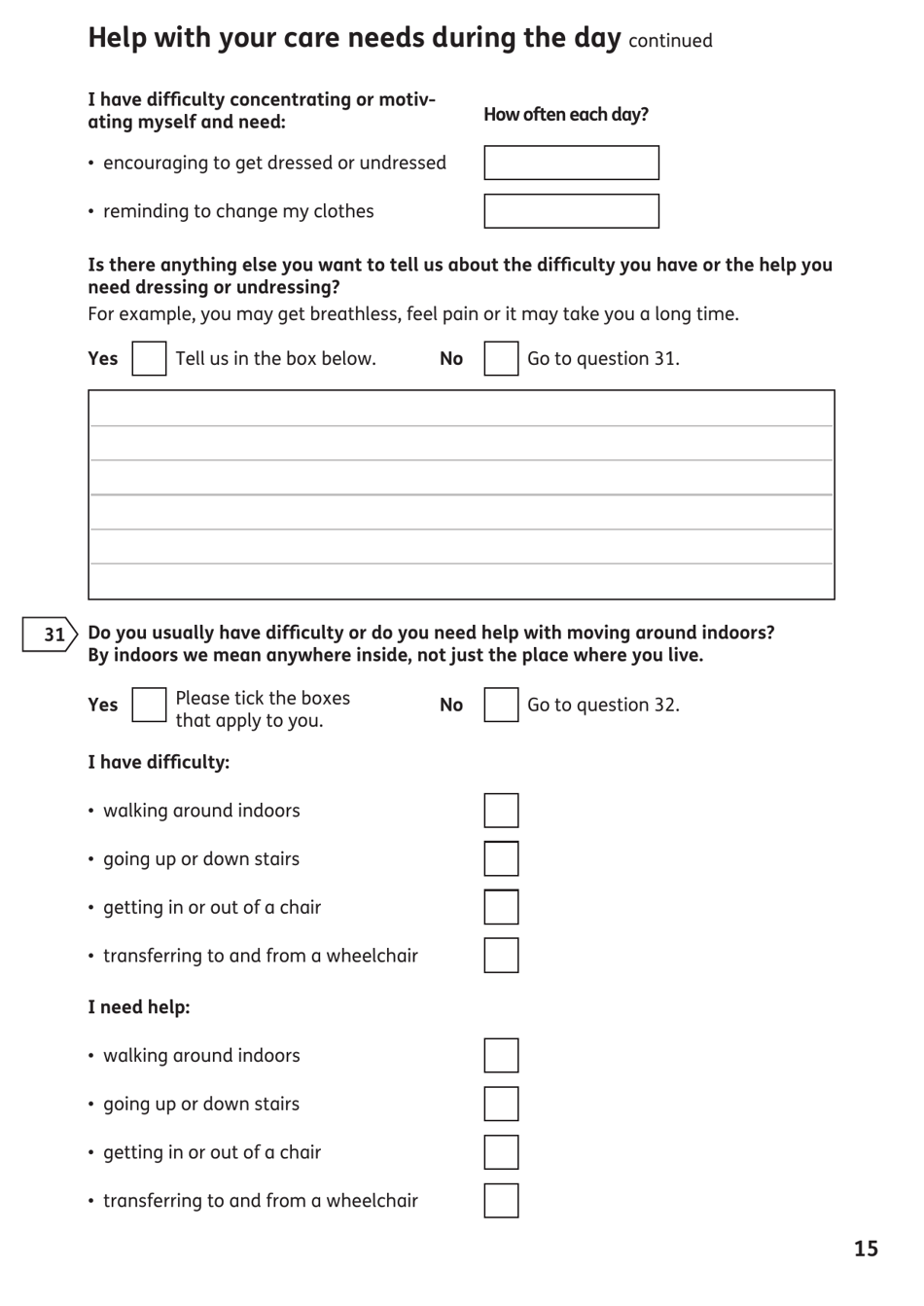 Form AA1 Attendance Allowance for People of State Pension Age or Over - United Kingdom, Page 15